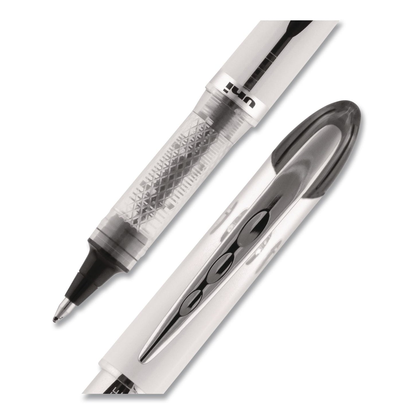uniball® VISION ELITE Rollerball Pen, Stick, Bold 0.8 mm, Black Ink, White/Black/Clear Barrel, 4/Pack (UBC67180)