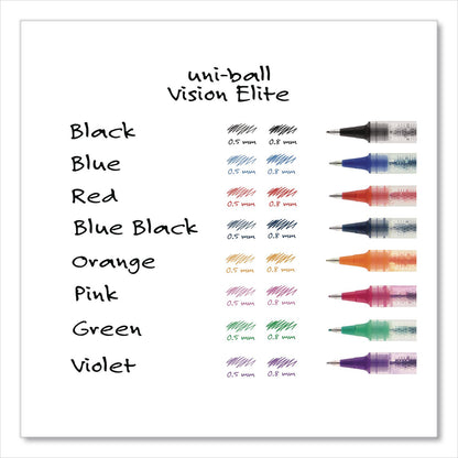 uniball® VISION ELITE Rollerball Pen, Stick, Bold 0.8 mm, Black Ink, White/Black/Clear Barrel, 4/Pack (UBC67180)