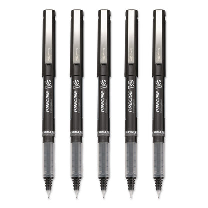 Pilot® Precise V5 Rollerball Pen, Stick, Extra-Fine 0.5 mm, Black Ink, Black/Clear Barrel, 5/Pack (PIL26010)