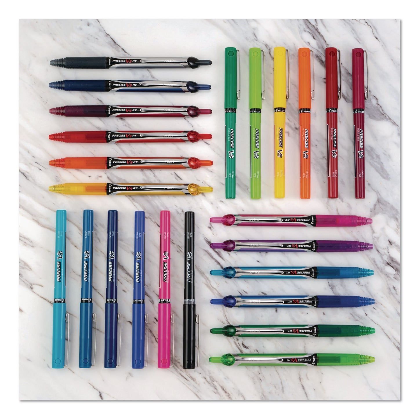 Pilot® Precise V5 Rollerball Pen, Stick, Extra-Fine 0.5 mm, Red Ink, Red/Clear Barrel, 5/Pack (PIL26012)