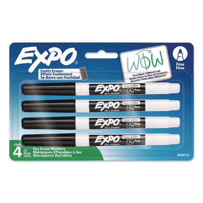 EXPO® Dry Erase Marker, Fine Tip, Black, 4/Pack (SAN86661)
