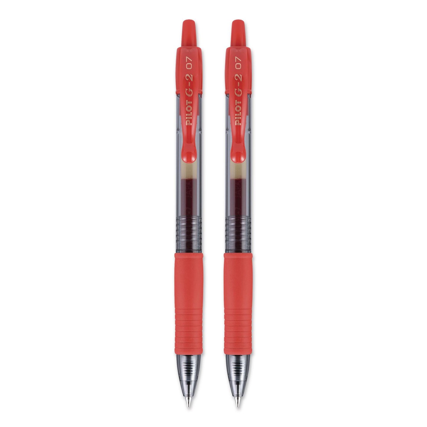 Pilot® G2 Premium Gel Pen, Retractable, Fine 0.7 mm, Red Ink, Smoke/Red Barrel, 2/Pack (PIL31033)