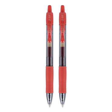 Pilot® G2 Premium Gel Pen, Retractable, Fine 0.7 mm, Red Ink, Smoke/Red Barrel, 2/Pack (PIL31033)