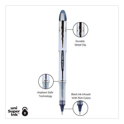 uniball® VISION ELITE BLX Series Hybrid Gel Pen, Stick, Bold 0.8 mm, Blue-Infused Black Ink, White/Blue/Clear Barrel, 4/Pack (UBC67182PP)
