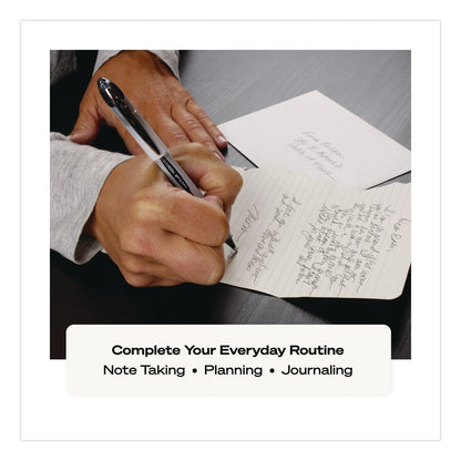 uniball® VISION ELITE BLX Series Hybrid Gel Pen, Stick, Bold 0.8 mm, Blue-Infused Black Ink, White/Blue/Clear Barrel, 4/Pack (UBC67182PP)