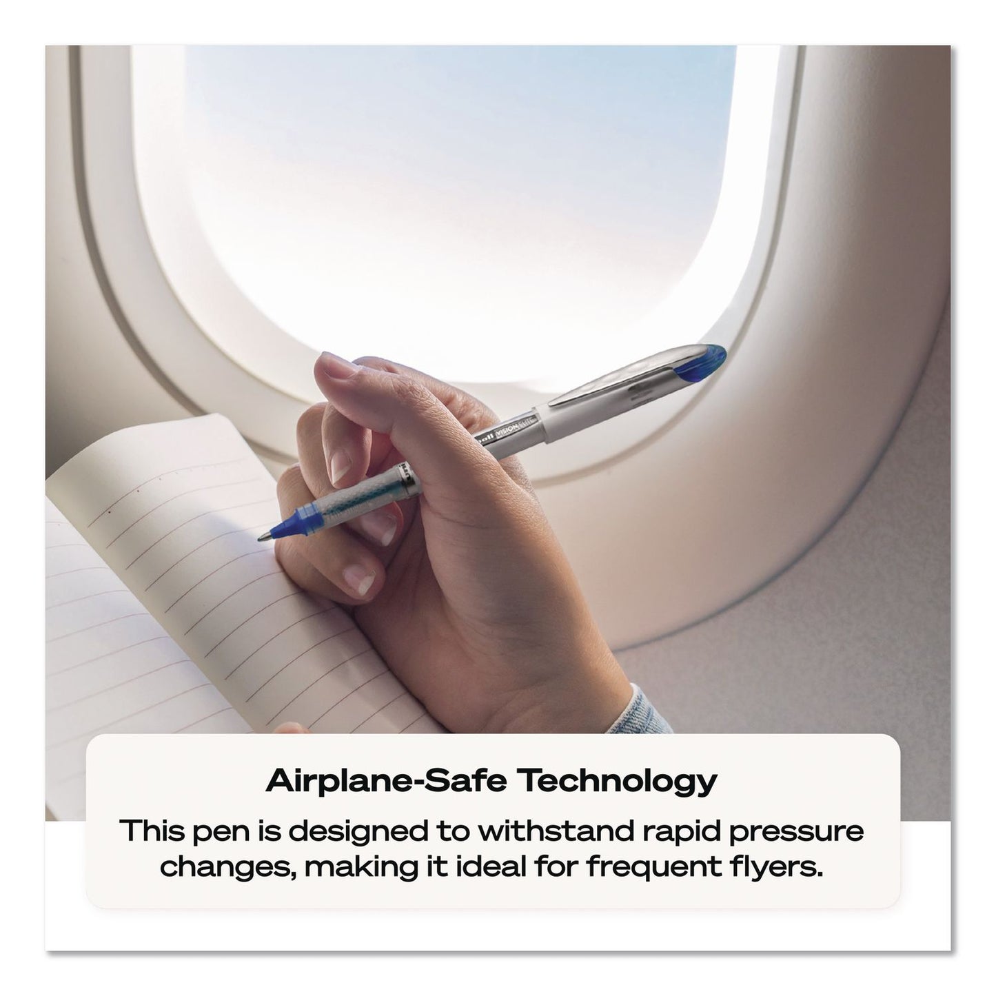 uniball® VISION ELITE BLX Series Hybrid Gel Pen, Stick, Bold 0.8 mm, Blue-Infused Black Ink, White/Blue/Clear Barrel, 4/Pack (UBC67182PP)