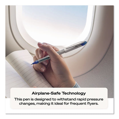 uniball® VISION ELITE BLX Series Hybrid Gel Pen, Stick, Bold 0.8 mm, Blue-Infused Black Ink, White/Blue/Clear Barrel, 4/Pack (UBC67182PP)