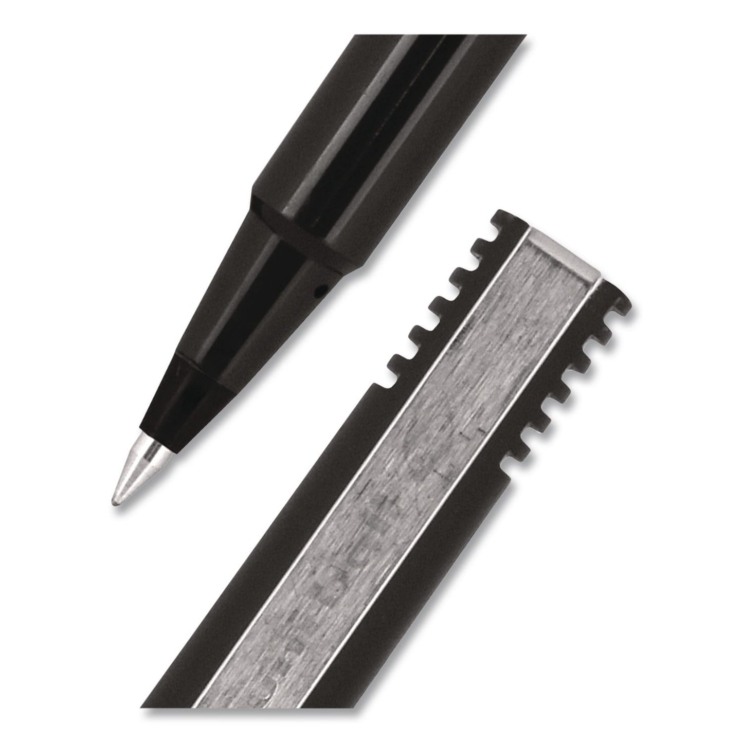 uniball® Rollerball Pen, Stick, Micro 0.5 mm, Black Ink, Black Barrel (UBC498774)
