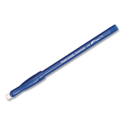 Paper Mate® Eraser Mate Ballpoint Pen, Stick, Medium 1 mm, Blue Ink, Blue Barrel, 5/Pack (PAP3153558PP)