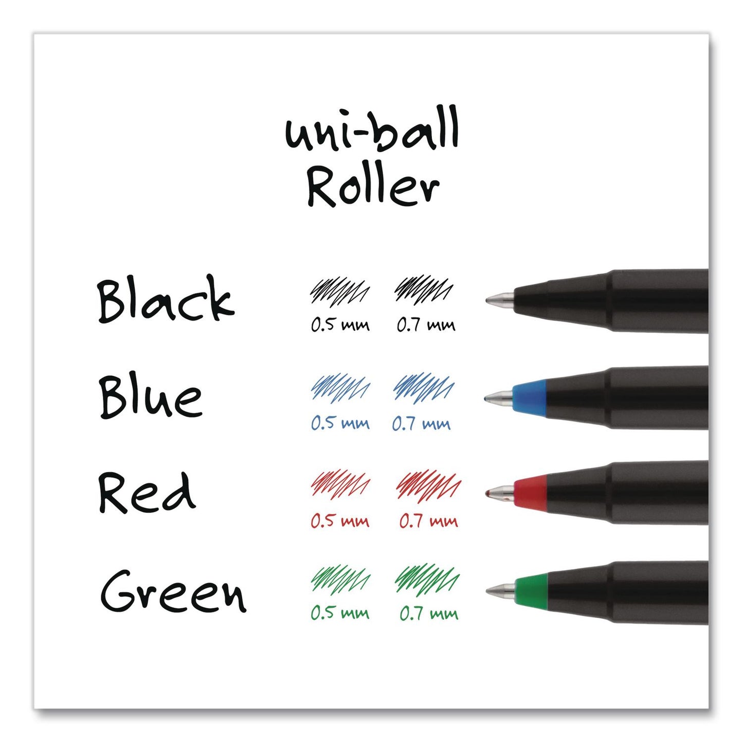 uniball® Rollerball Pen, Stick, Micro 0.5 mm, Black Ink, Black Barrel (UBC498774)