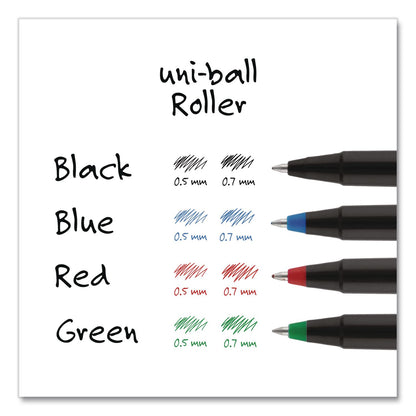 uniball® Rollerball Pen, Stick, Micro 0.5 mm, Black Ink, Black Barrel (UBC498774)