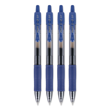 Pilot® G2 Premium Gel Pen, Retractable, Fine 0.7 mm, Blue Ink, Smoke/Blue Barrel, 4/Pack (PIL31058)
