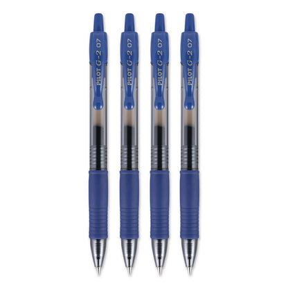Pilot® G2 Premium Gel Pen, Retractable, Fine 0.7 mm, Blue Ink, Smoke/Blue Barrel, 4/Pack (PIL31058)