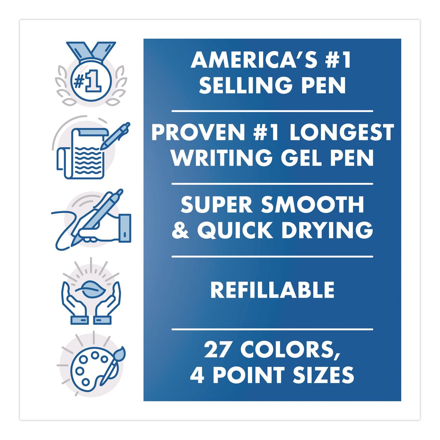 Pilot® G2 Premium Gel Pen, Retractable, Fine 0.7 mm, Blue Ink, Smoke/Blue Barrel, 4/Pack (PIL31058)