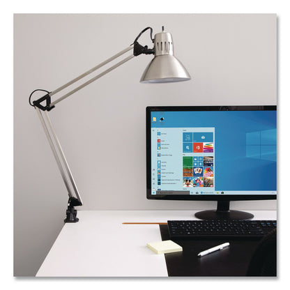 V-Light LED Desk Lamp Clamp Mount, Swing Arm, 34" High, Brushed Nickel/Black (VLUCAEN804C)