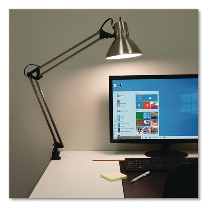 V-Light LED Desk Lamp Clamp Mount, Swing Arm, 34" High, Brushed Nickel/Black (VLUCAEN804C)