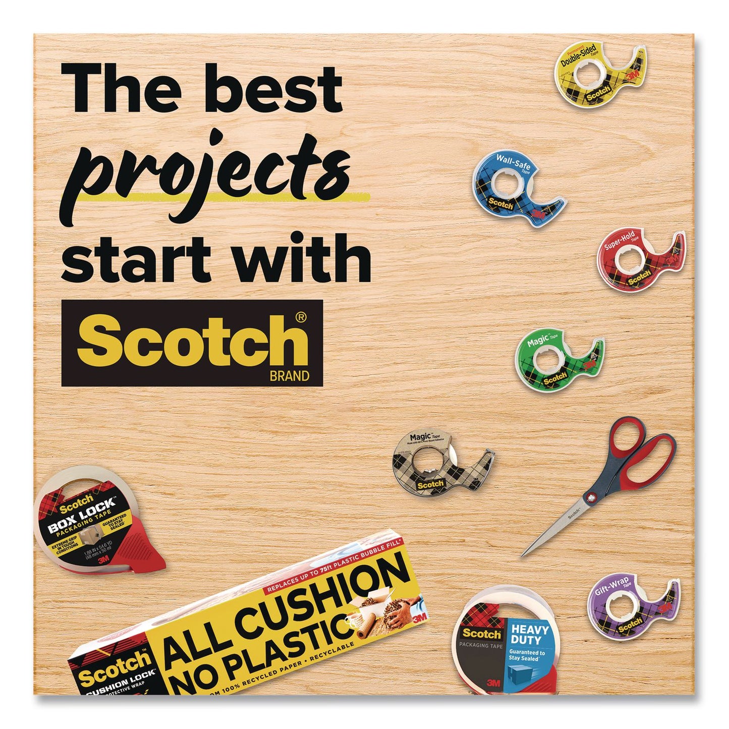 Scotch® 3850 Heavy-Duty Packaging Tape, 3" Core, 1.88" x 38.2 yds, Clear, 3 Rolls/Pack (MMM70005070530)