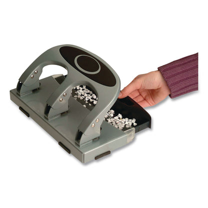 Officemate 45-Sheet Deluxe Desktop 3-Hole Punch, 0.25" Holes, Silver/Navy (OIC90100)
