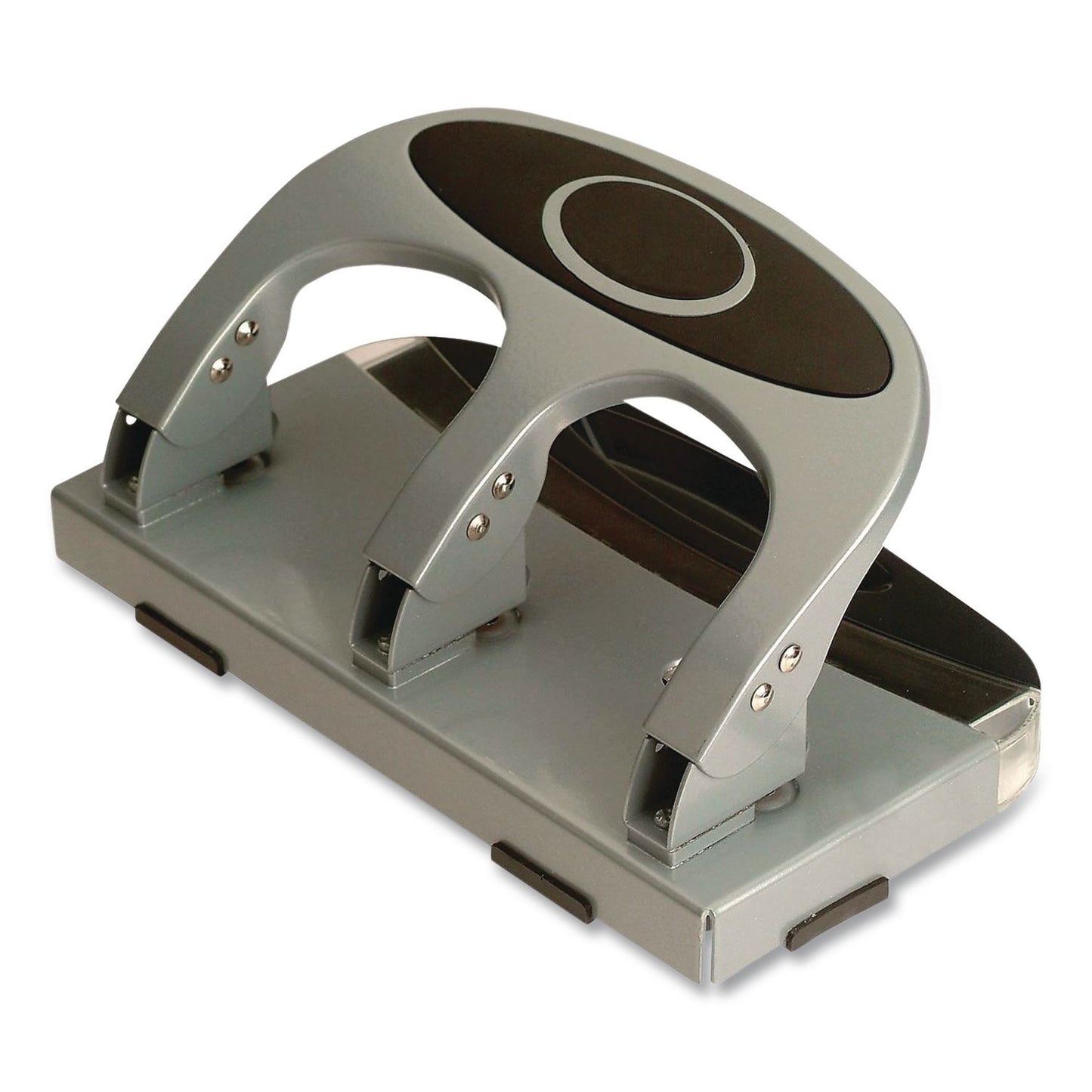 Officemate 45-Sheet Deluxe Desktop 3-Hole Punch, 0.25" Holes, Silver/Navy (OIC90100)