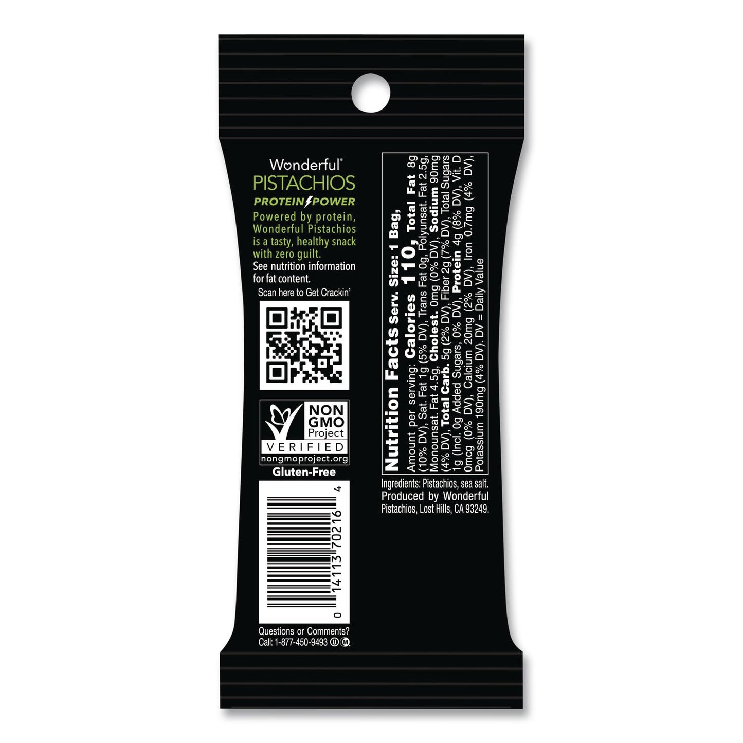 Paramount Farms® Wonderful Pistachios In Shell Roasted and Salted, 1.5 oz Bag, 12 Bags/Box (PAM70217)