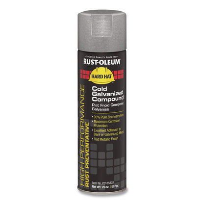 Rust-Oleum® Hard Hat High Performance V2100 System Rust Preventive Cold Galvanizing Compound, Flat Gray, 20 oz Aerosol Can, 6/Carton (RSTV2185838CT)