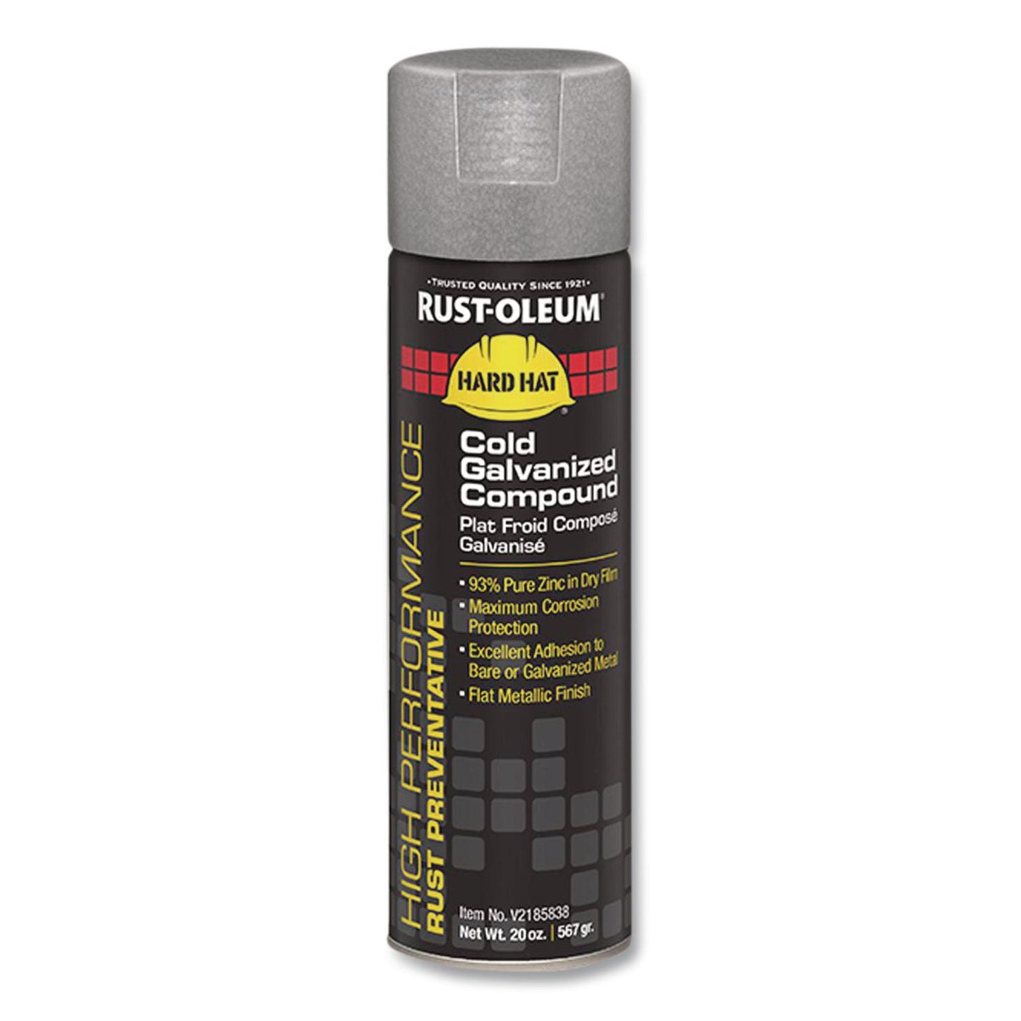 Rust-Oleum® Hard Hat High Performance V2100 System Rust Preventive Cold Galvanizing Compound, Flat Gray, 20 oz Aerosol Can, 6/Carton (RSTV2185838CT)