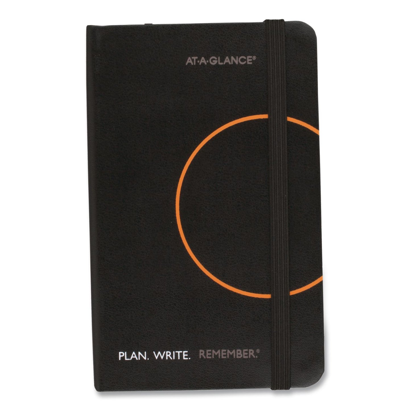 AT-A-GLANCE® Plan. Write. Remember. Planning Notebook with Reference Calendar, 5.63 x 3.56, Black/Gold-Circle Cover, Undated (AAG80612305)