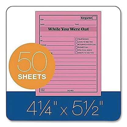Adams® While You Were Out Memo Pad, One-Part (No Copies), 4.25 x 5.5, 50 Forms/Pad, 12 Pads/Pack (ABF9711D)