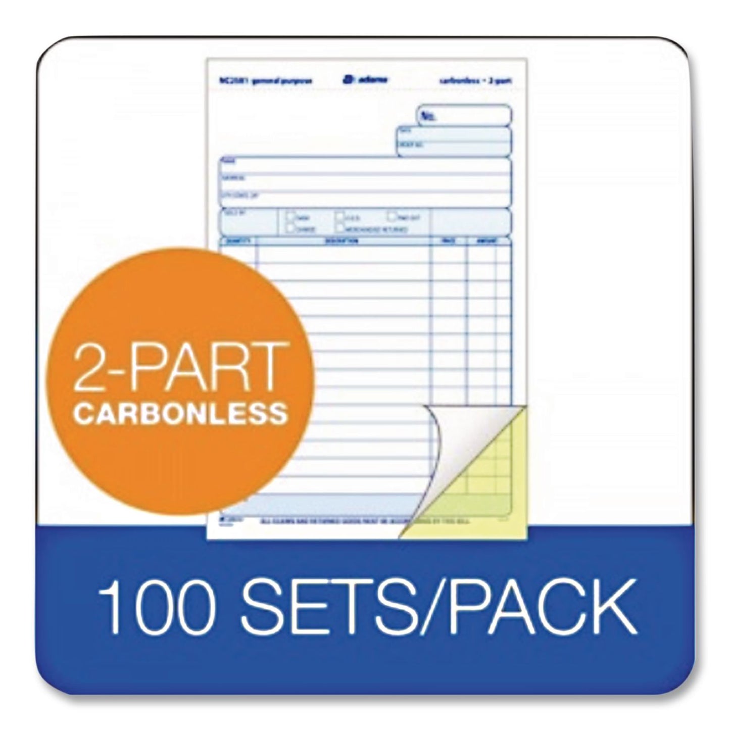 Adams® General Purpose Forms, Two-Part Carbonless, 8.5 x 5.67, 100 Forms Total/Pack (ABFNC2581)