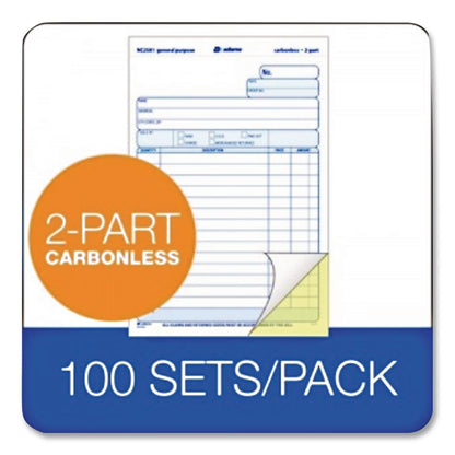 Adams® General Purpose Forms, Two-Part Carbonless, 8.5 x 5.67, 100 Forms Total/Pack (ABFNC2581)