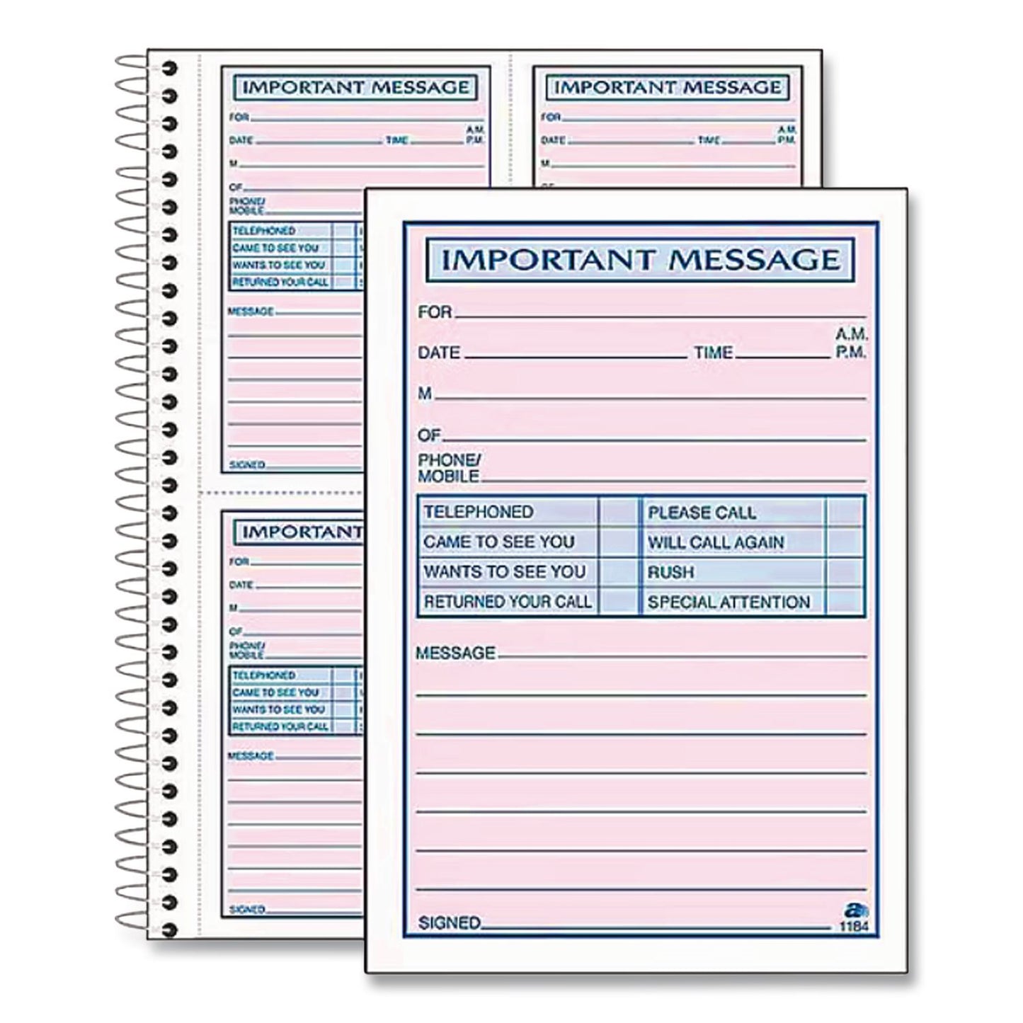 Adams® Important Message Book, Two-Part Carbonless, 4 Forms/Sheet, 400 Forms Total (ABFSC1187D)