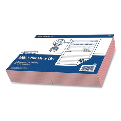 Adams® While You Were Out Memo Pad, One-Part (No Copies), 4.25 x 5.5, 50 Forms/Pad, 24 Pads/Pack (ABF9711)