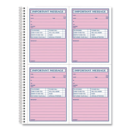 Adams® Important Message Book, Two-Part Carbonless, 4 Forms/Sheet, 400 Forms Total (ABFSC1187D)