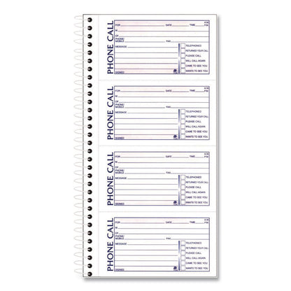 Adams® Wirebound Telephone Message Book, Two-Part Carbonless, 4.75 x 2.5, 4 Forms/Sheet, 400 Forms Total, 2/Pack (ABFSC11542D)