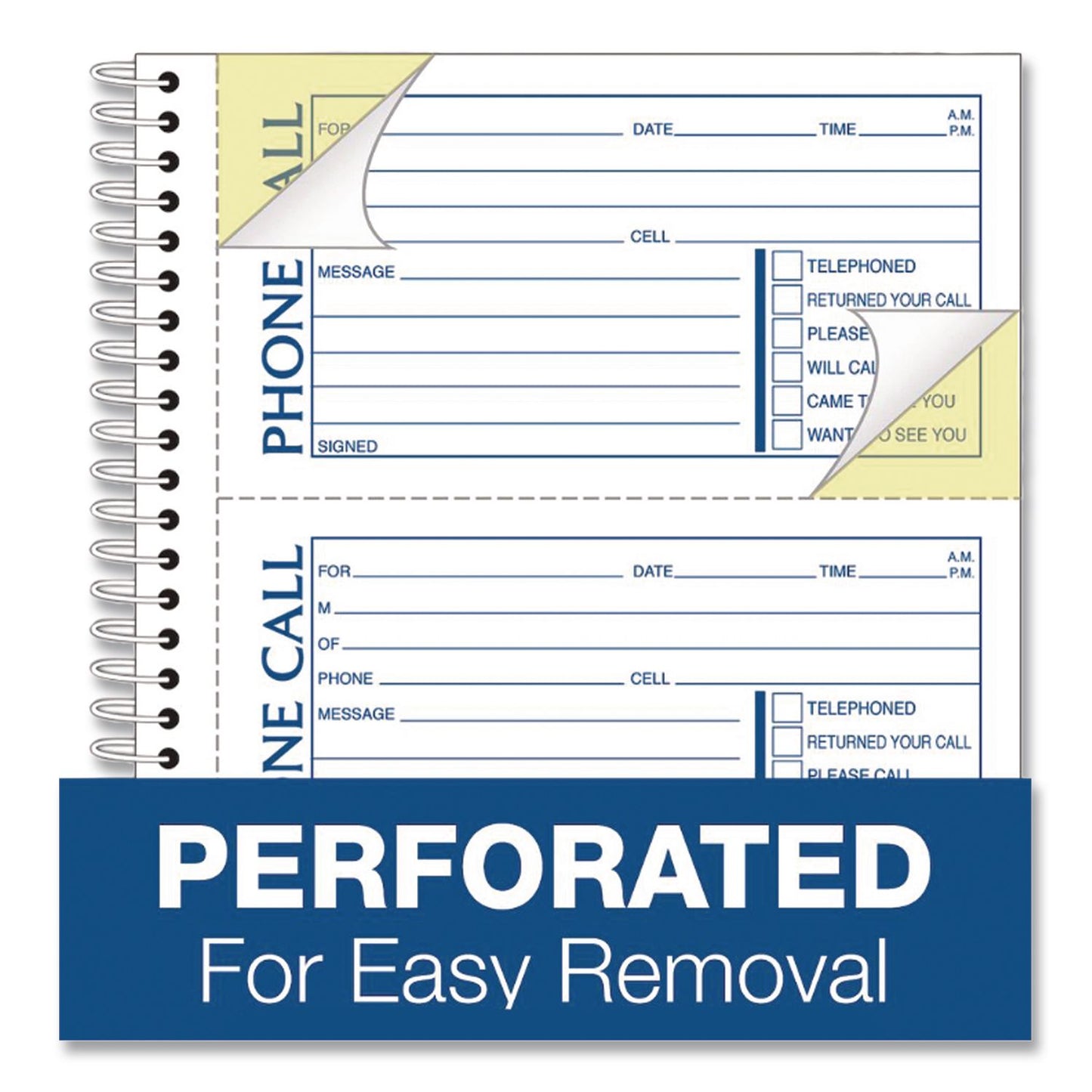 Adams® Wirebound Telephone Message Book, Two-Part Carbonless, 4.75 x 2.5, 4 Forms/Sheet, 400 Forms Total, 2/Pack (ABFSC11542D)