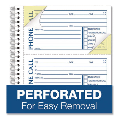 Adams® Wirebound Telephone Message Book, Two-Part Carbonless, 4.75 x 2.5, 4 Forms/Sheet, 400 Forms Total, 2/Pack (ABFSC11542D)