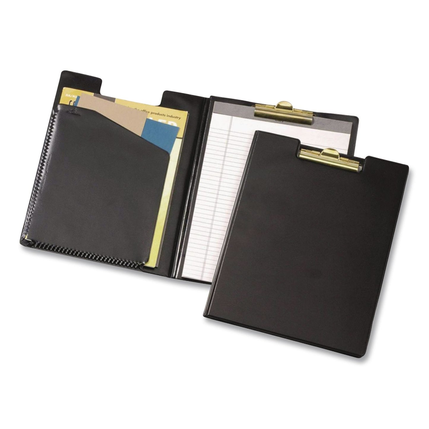 Cardinal® Vinyl Padfolio, 8.5 x 11 Pad, Brass Clip, Inside Front Pocket, 9.35 x 12.4, Black (CRD252610)