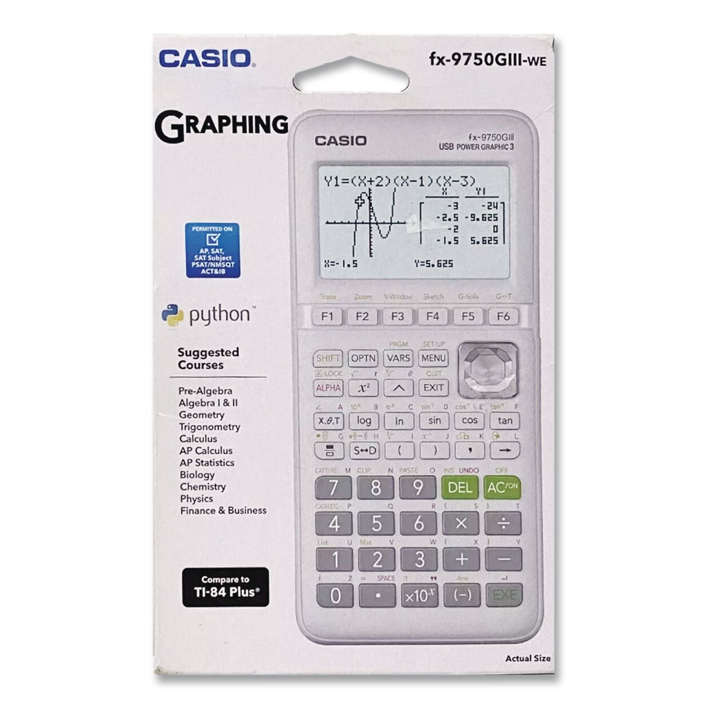 Casio® FX-9750GIII 3rd Edition Graphing Calculator, 21-Digit LCD, White (CSOFX9750GIIIWE)