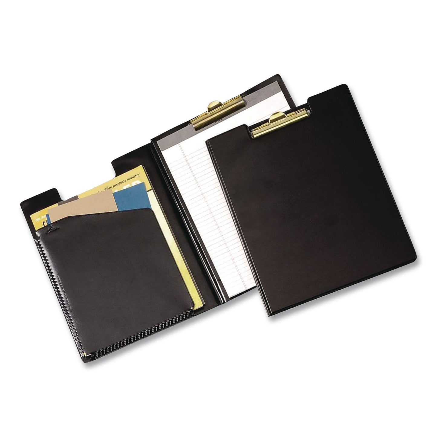 Cardinal® Vinyl Padfolio, 8.5 x 11 Pad, Brass Clip, Inside Front Pocket, 9.35 x 12.4, Black (CRD252610)