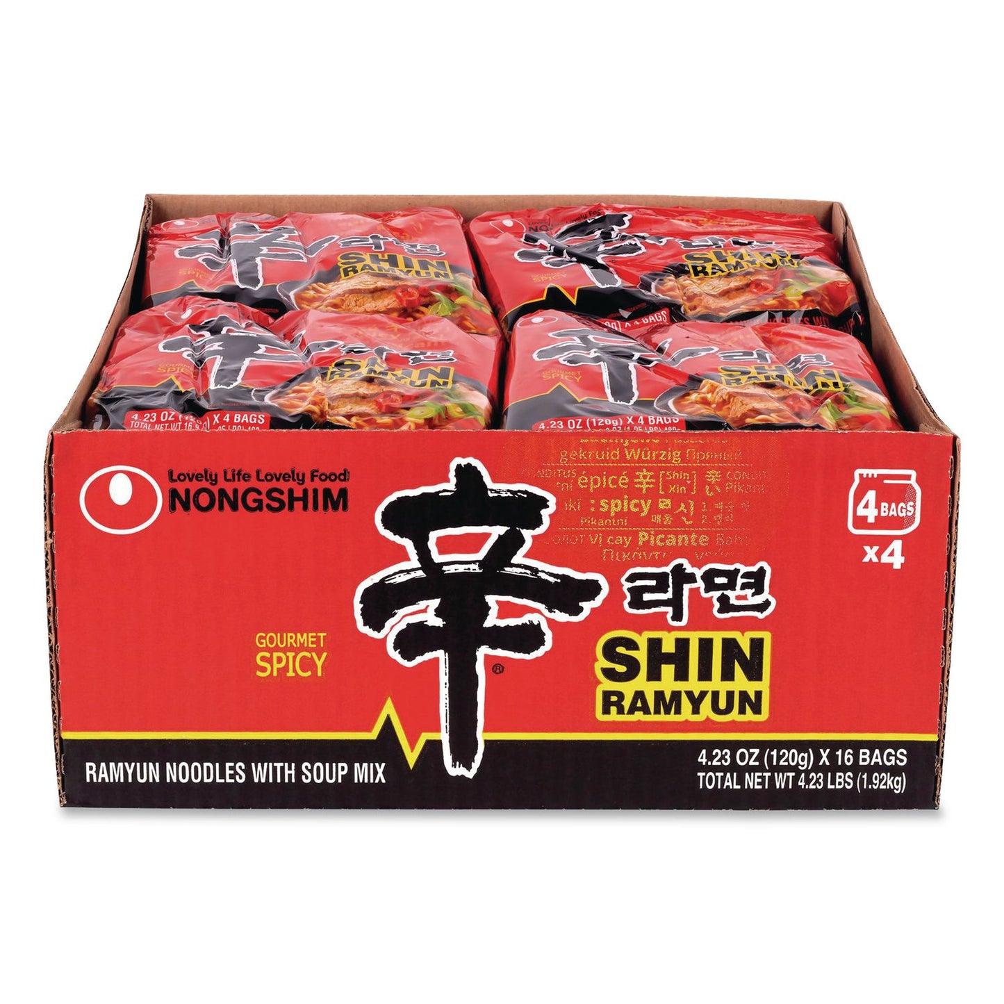 NONGSHIM® Gourmet Spicy Ramyun Noodle Soup, Spicy Chicken, 4.23 oz Packet, 16/Carton (GRR22002654)