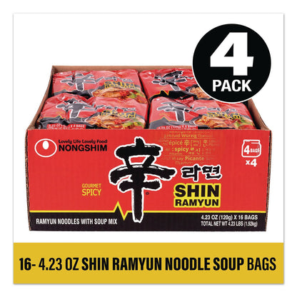 NONGSHIM® Gourmet Spicy Ramyun Noodle Soup, Spicy Chicken, 4.23 oz Packet, 16/Carton (GRR22002654)
