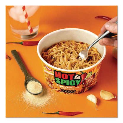 Nissin® Hot and Spicy Chicken Soup Bowl, Chicken, 3.32 oz Bowl, 12/Carton (GRR22002656)