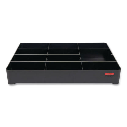 Rubbermaid® Commercial Amenity Organizer for all Rubbermaid Commercial Full Size and Compact Housekeeping Carts, 11 Sections, 18.75 x 3.62, Black (RCP2124078)