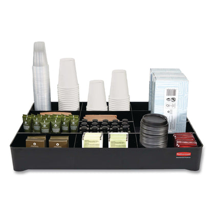 Rubbermaid® Commercial Amenity Organizer for all Rubbermaid Commercial Full Size and Compact Housekeeping Carts, 11 Sections, 18.75 x 3.62, Black (RCP2124078)