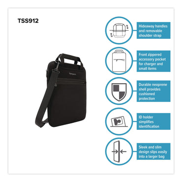Targus® Slipcase Neoprene Laptop Sleeve, 12", 10.25 x 1.2 x 13.5, Black (TRG24344563)