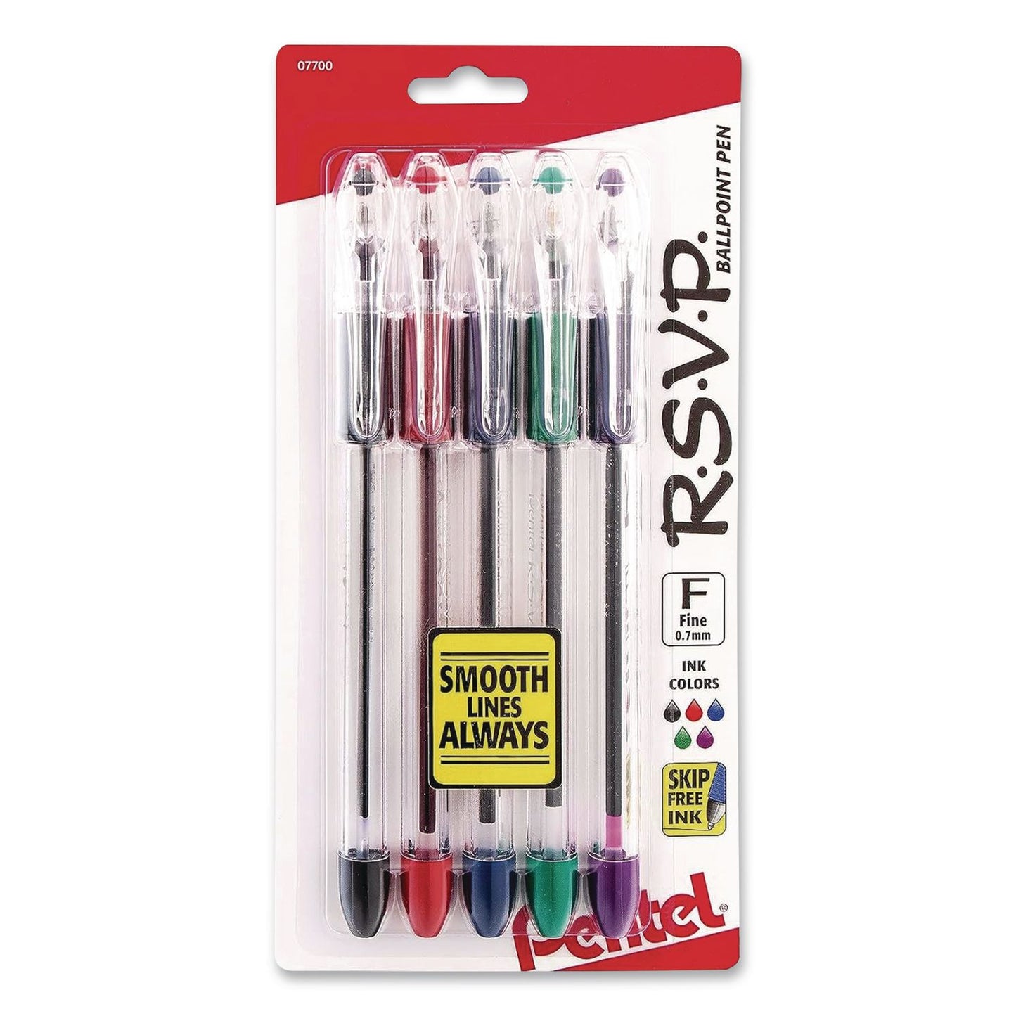 Pentel® R.S.V.P. Ballpoint Pen, Stick, Fine, 0.7 mm, Assorted Ink and Barrel Colors, 5/Pack (PENBK90BP5M)