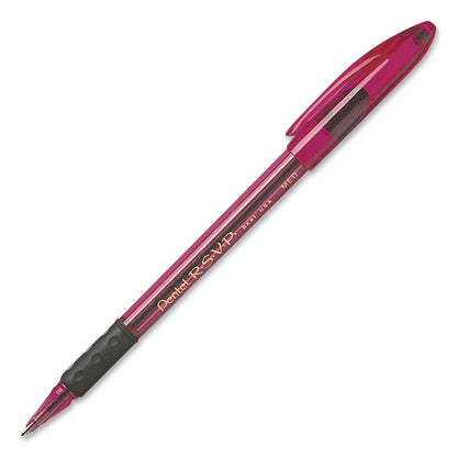 Pentel® R.S.V.P. Razzle-Dazzle Pink Ribbon Ballpoint Pen, Stick, Medium 1 mm, Black Ink, Translucent Red Barrel, 5/Pack (PENBK91RDBP5P)
