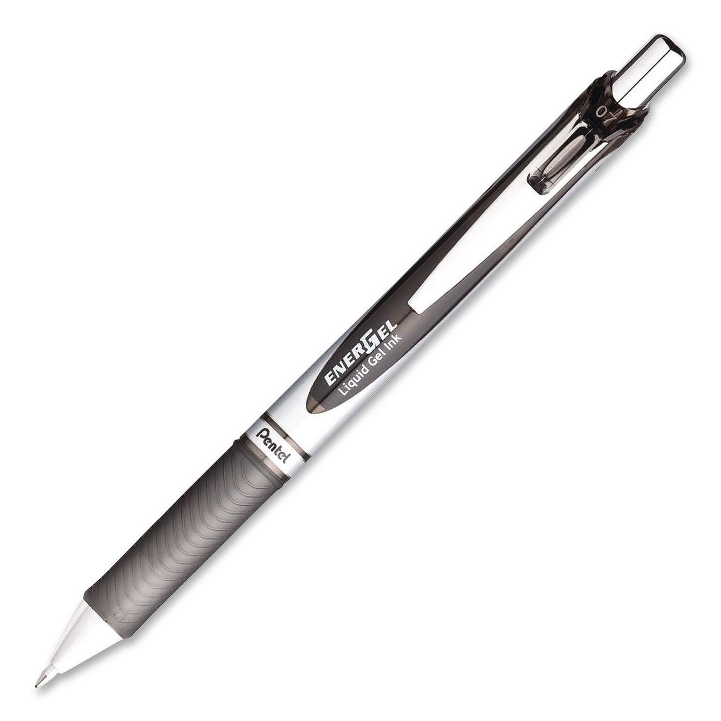 Pentel® EnerGel RTX Liquid Gel Pen, Retractable. Medium 0.7 mm, Black Ink, Black/Gray Barrel, 3/Pack (PENBL77BP3A)