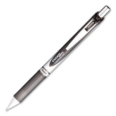 Pentel® EnerGel RTX Liquid Gel Pen, Retractable. Medium 0.7 mm, Black Ink, Black/Gray Barrel, 3/Pack (PENBL77BP3A)