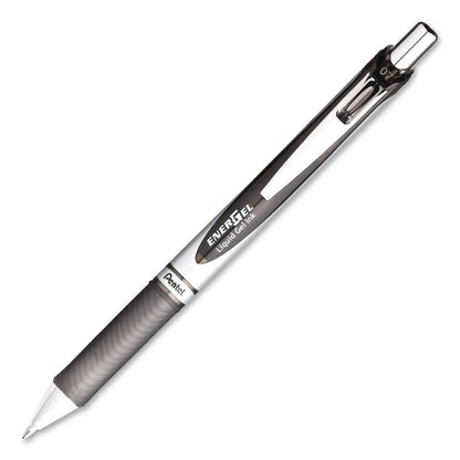 Pentel® EnerGel RTX Liquid Gel Pen, Retractable. Medium 0.7 mm, Black Ink, Black/Gray Barrel, 3/Pack (PENBL77BP3A)